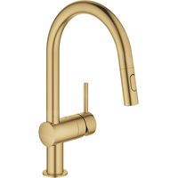 Grohe – Mitigeur de cuisine monocommande 32321GN2 – Douchette extractible 2 jets – Bec C pivotant 360° – Finition brossée