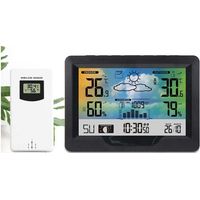 YMYNY Color Weather Station, Wireless Indoor and Outdoor Weather Station with Sensor, Thermometer, Hygrometer, Temperature and Humidity Monitor, Black