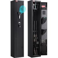 VEVOR Armario para Armas Largas, con Teclado Digital y Llave, Caja Fuerte para Rifles con Cargador, Iluminación LED y Soportes Ajustables, 250 x 220 x 1335 mm (Requiere Ensamblaje)