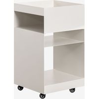 SKLUM Quadratischer Beistelltisch mit Rollen und Stahlregalen (35x35 cm) Rodgers Gardenia Weiß
