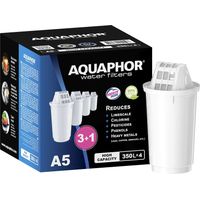 AQUAPHOR Cartucce filtro A5 3+1 pacco I Filtra calcare e cloro, metalli pesanti e altre sostanze I 350l acqua purificata I Con la tecnologia AQUALEN I Per bevande e cibo migliori