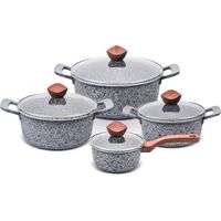 Ensemble de 8 casseroles en granit, compatible induction/gaz, pierre de cuisson