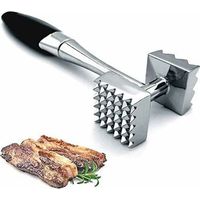 Batticarne in metallo - Impugnatura resistente e comoda - Doppia faccia - Battitore per carne ideale per manzo, pollame, maiale e pesce