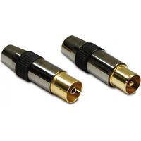 Fiche TV premium (lot de 2) dorée blindée 9,52 mm mâle/fem.