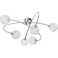 Firstlight Atom Plafonnier encastré Atom 6 lumières chromé avec verre décoratif transparent 6xG9