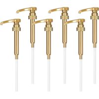 6 Pièces Pompe Sirop, Réutilisables Pompe Doseuse, Distributeur Sirop, Tête de Sirop Pompe de Rechange avec Tuyau, Pompe à Sirop Pompe Savon pour Cuisine Salle Bain (Or)