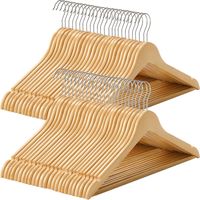 Songmics – Lot de 50 cintres en bois avec encoches antiglisse – Barre antiglisse pour pantalons – Crochet pivotant 360° – Couleur bois et argent