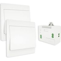 Kabelloser, batterieloser, bidirektionaler Wandfernbedienungsschalter, autark, keine Verkabelung erforderlich, Sender für Wandpanel (2-Wege-Set), wasserdicht für den Innen- und Außenbereich