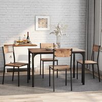 Groupe assis,salle à manger,table à manger avec 4 chaises,pour balcon,salle à manger et salon,marron vintage