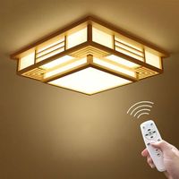 Lámpara de techo de madera japonesa LED lámpara de techo candelabro 3 colores regulable dormitorio sala de estar lámpara de PVC imitación de piel de oveja lámpara de techo