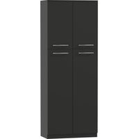 Mobile Contenitore Minimal 2 Armadietti Mensole Regolabili en Legno Nero 59x31x155 cm