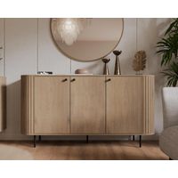 AX LIVING Kommode Halay Eiche Cremona, 3 Türen Moderne Rillenstruktur 164,6 cm, mit runden Kanten
