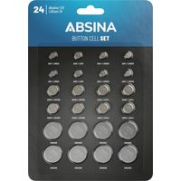 Set de 24 piles boutons alcalines et lithium – 2x AG1, 2x AG3, 4x AG4, 4x AG10, 4x AG13, 2x CR2016, 2x CR2025, 4x CR2032 – Utilisation montres, jouets, calculatrices – Absina