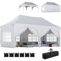 Tente pliante pop-up 3x6 m avec parois latérales, 6 sacs de lestage et toit réglable