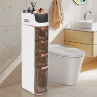 Mueble de almacenaje móvil estrecho de 4 niveles con gran capacidad, mueble de suelo para baño con ruedas, carrito de almacenaje independiente delgado con cajones para salón, dormitorio y baño.