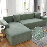 Corner Sofa Cover L Shape Waterproof Stretch Sofa Cover Universal Couch Cover For 1/2/3/4 Seater (L Shape Corner Sofa Requires Two) (2 SEATS, Green)