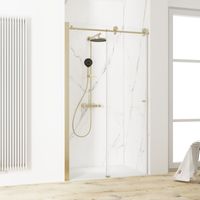 Porte de douche 160 x 200 cm, verre 8 mm, porte coulissante, profilé doré, MasterClass, Schulte