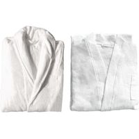 Peignoir kimono en coton de qualité hôtelière, épais, en polaire, brodé, en velours