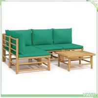 Salon de jardin - FAFEICY - 3155170 - Bambou durable - Modulaire - Coussins verts moelleux