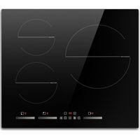 Plaque Induction 3 Feux, DELITEER Plaque Cuisson Induction Encastrable 60CM, 6500W, Contrôle Indépendant, Booster, Verrouillage de Sécurité, Minuterie, Pause, Pas de prise 230V
