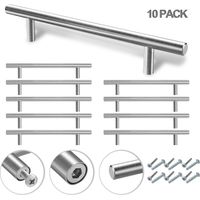 SWANEW 10x Möbelgriff 128mm Schrankgriffe Edelstahl Gebürstet Schubladengriffe Küchenschrank Türgriffe Küche Stangengriff Bohrlochabstand 128mm Gesamtlänge 188mm Ø 10 mm