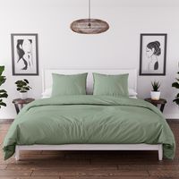 Soleil D Ocre – Parure de lit microfibre lavée 240x220 cm – Housse de couette vert d'eau – 2 taies 63x63 cm – Entretien facile, repassage inutile