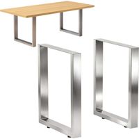DanDiBo 2x Tischbeine Edelstahl 72 x 80 cm Tischgestell Höhenverstellbar 96671 Tischfüße Möbelfüße Tischkufen Esstisch Beine