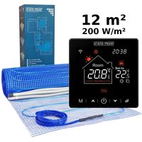 Kit de calefacción por suelo radiante 12 m², 200 W/m² + SN-20 termostato Wi-Fi programable