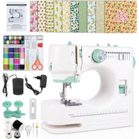 Machine à coudre électronique, BRILLSTEN, avec 12 points de couture, Double Fil, Vitesses Réglables et 6 Pieds de Biche, Lumière LED, Facile à Utiliser, Portable, Blanc