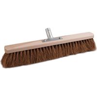 Balai en noix de coco, 500 mm de long, avec support de manche en métal, manche plat en bois