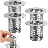 4 pièces filtre cheveux inox pour douche, évacuation salle de bain et cuisine (grand modèle).