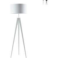 Lámpara de pie trípode de metal con pantalla de tela Ibis - Blanco