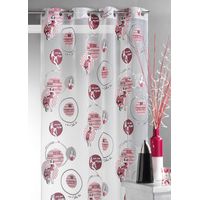 Homemaison – Rideau dévoré années 50 rouge 140x240 cm – 75% viscose et 25% polyester – 8 œillets ronds argentés pour installation facile