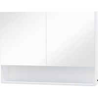 Armadietto con Specchio a Muro, Luci a LED, Ripiano Aperto e Ripiano Interno, 80x15x60cm