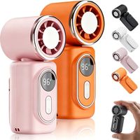 2 Pack Mini Clip Fan, 13500RPM Rechargeable Handheld Fan, 5 Speeds, 360° Rotating Cooling Fan with LED Display(Pink&Orange)