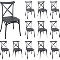 Pack 12 Sillas para Catering Apilables Charlotte 50x44x87.5cm 7house