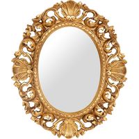 WOODEN WALL MIRROR WITH ANTIQUE GOLD LEAF FINISH MADE IN ITALY