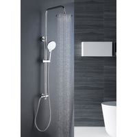 Marwell Duschsystem Bayala Round Duschsäule mit Regendusche - 20 cm Duschgarnitur Dusch-Set mit verstellbarer Haltestange Handbrause mit 3 Strahlarten