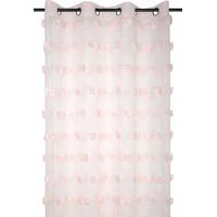 Cortina Pompinou 140x260 con pompones 3D rosas