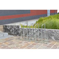 Râtelier à vélos 5 places avec 4 arceaux antivol – Dimensions 132 x 33 x 83 cm – Acier galvanisé pour extérieur – 4Mepro