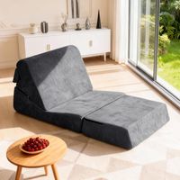 LANKOU Foldable Sofa Bed,35D high-density foam, Convertible Sleeper Chair & Boneless Couch, Floor Lounge Sofa Guest Bed with Pillow for Small(Grey)