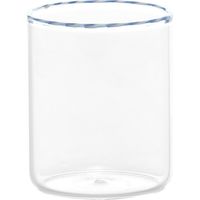 Set 6 Bicchieri Tumbler Intrecci in Vetro Borosilicato Soffiato a Mano, Finitura Bianco e Blu, Design Elegante e Resistente agli Shock Termici