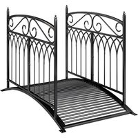 Ponte da giardino in metallo in stile barocco, passerella decorativa con ringhiera, 91 cm, portata 100 kg, nero.