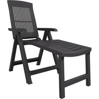 Vidaxl – Chaise longue pliable en plastique anthracite – Dossier réglable 5 positions – Résistante aux intempéries – Pour extérieur et jardin