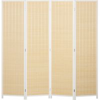 Paravent en bois 4 panneaux 180x180 cm, cloison pliable pour séparation de pièce en bois naturel