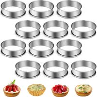 Lot de 12 anneaux à dessert en acier inoxydable 8 cm, moules pour mousse et pancakes, cercles à gâteaux