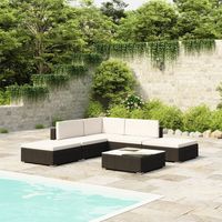 Set Divani da Giardino 6 pz con Cuscini in Polyrattan Nero vidaXL