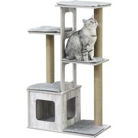Tiragraffi per Gatti Multi-livello con Cuccia e Corde in Iuta, Grigio, 67x38,5x114 cm
