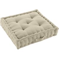 Douceur D'Intérieur – Coussin de sol déhoussable 50 x 50 x 10 cm – 60% coton 40% polyester recyclé – Poignée de transport – Certifié GRS et Oeko Tex