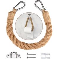 Porte-serviette en Corde de Chanvre Porte Papier Toilette Corde Style Ins Support de Rouleau de Serviette Toilette Vintage avec Vis Accessoire de Rétro Décoration de Salle de Bain et Cuisine